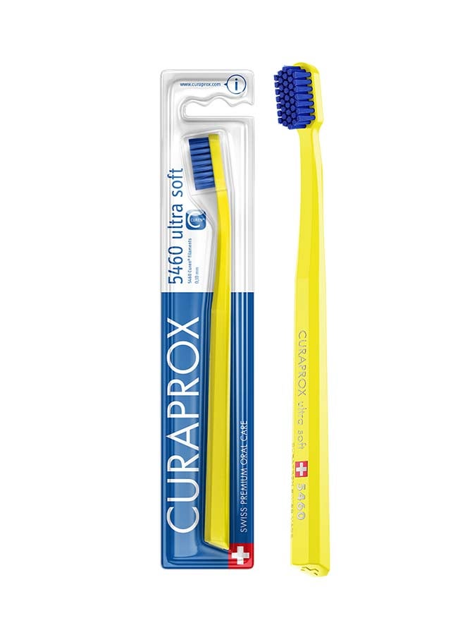 Cs 5460 Ultra-Soft Toothbrush | Bpa-Free Manual Brush For Adults With 5460 Curen® Filaments | Gentle Plaque Removal For Healthier Gums And Teeth – Yellow/Blue, 1 Pack